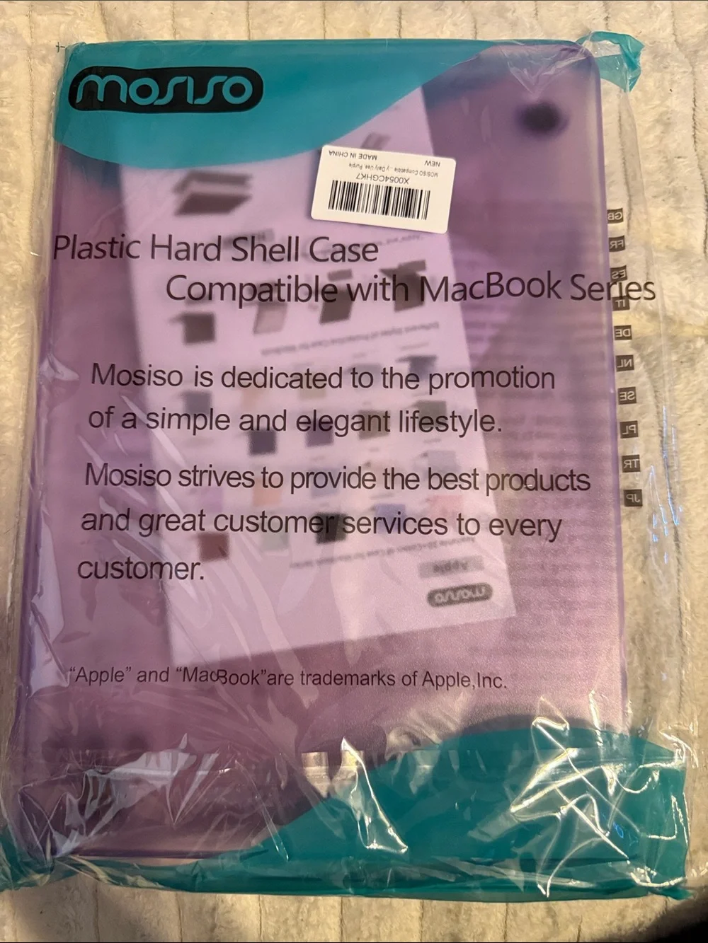 Transparent Purple Protective Tablet Case for MacBook 13 inch